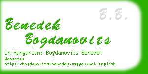 benedek bogdanovits business card